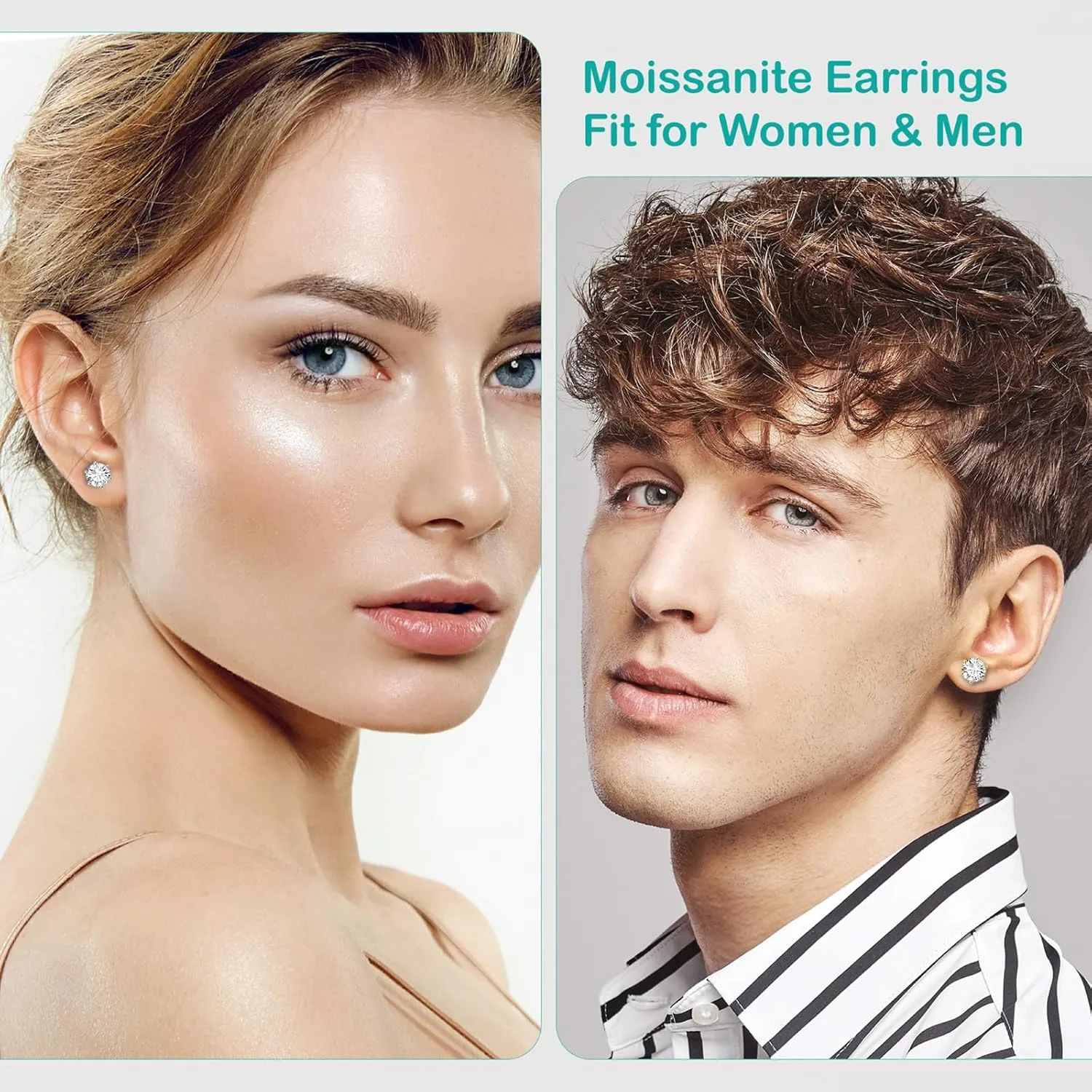 0.6-6ct Moissanite Stud Earrings for Men Women, 6-Prong White Gold Plated 925 Sterling Silver Moissanite Earrings, Jewelry Present for Her Mother Mom Wife (Yellow Gold Plated, 0.6ct pair/ 0.3ct each)
