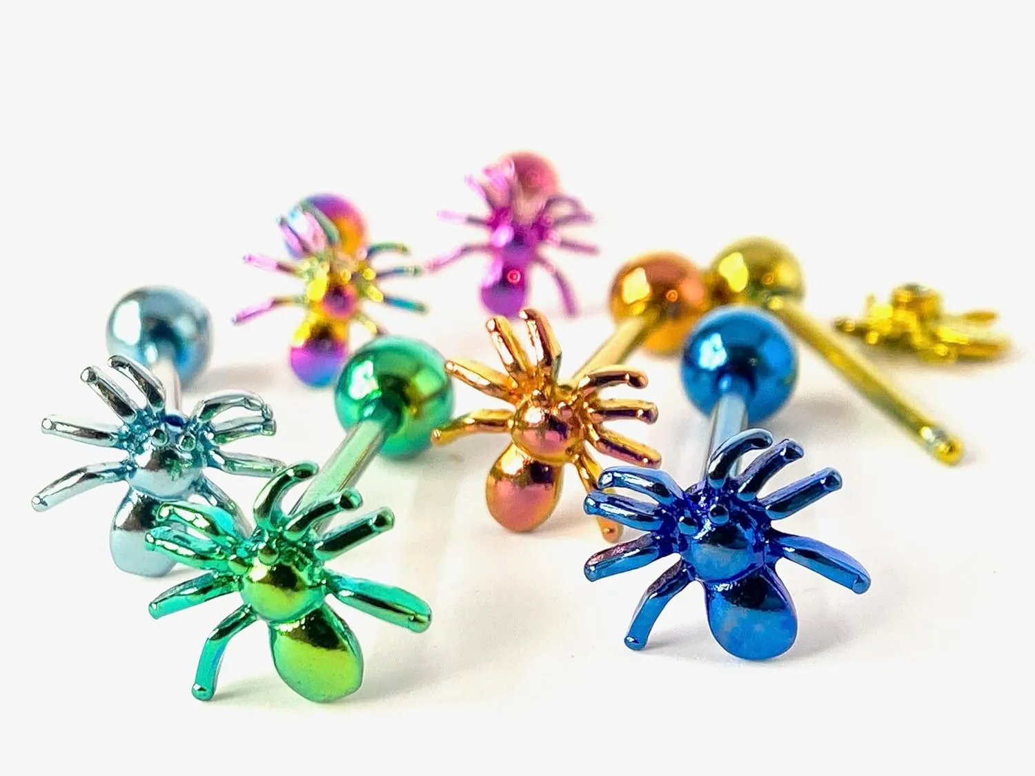 1 Piece of Unique Titanium Anodized Spider Tongue Ring - 14g - Body Jewelry