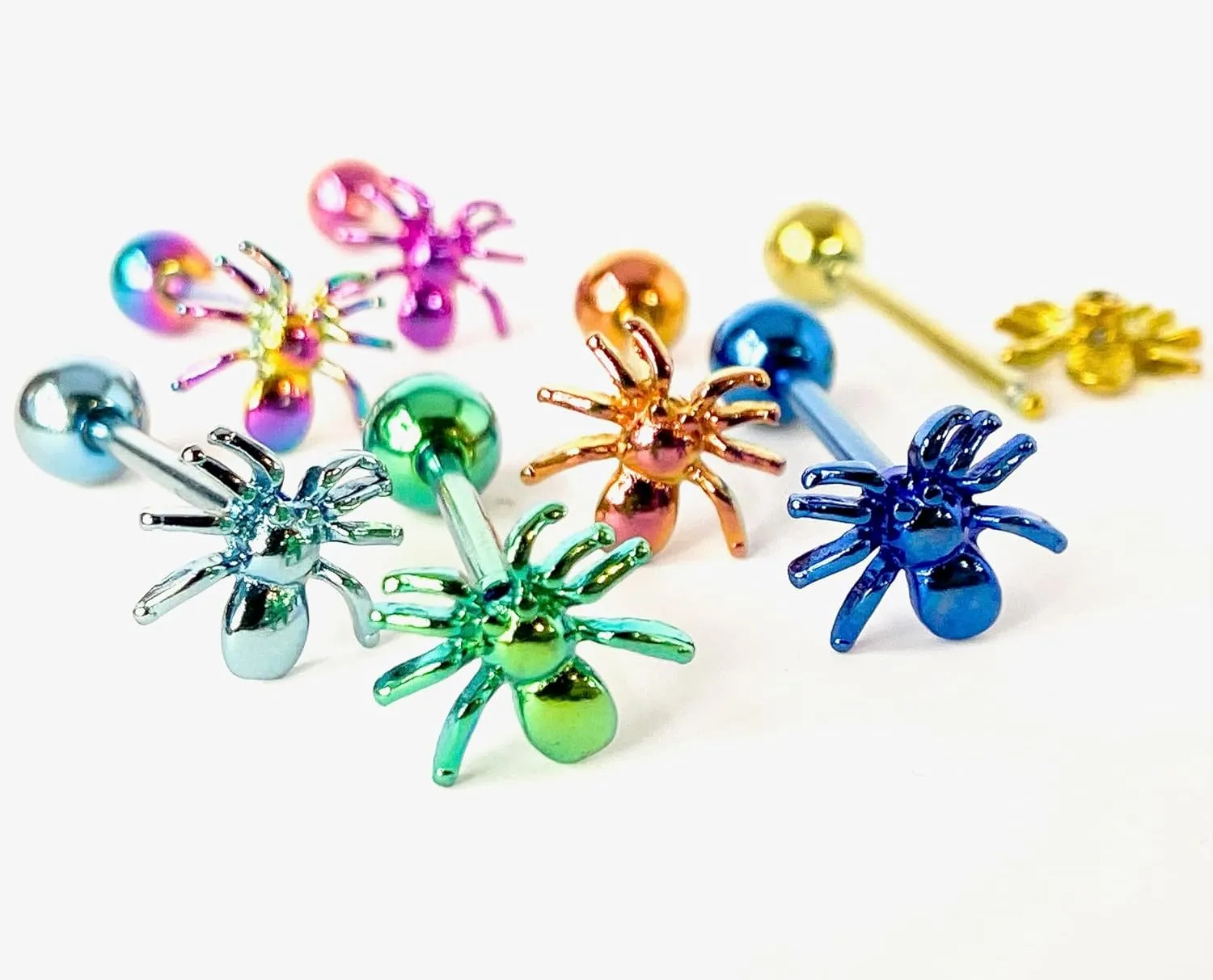 1 Piece of Unique Titanium Anodized Spider Tongue Ring - 14g - Body Jewelry