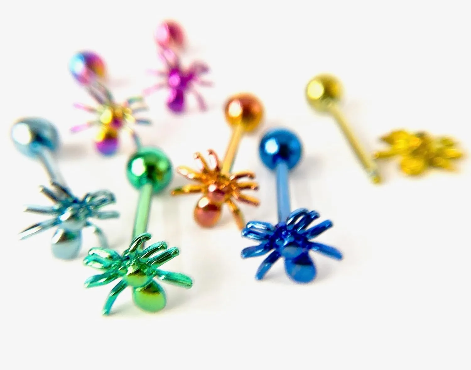 1 Piece of Unique Titanium Anodized Spider Tongue Ring - 14g - Body Jewelry