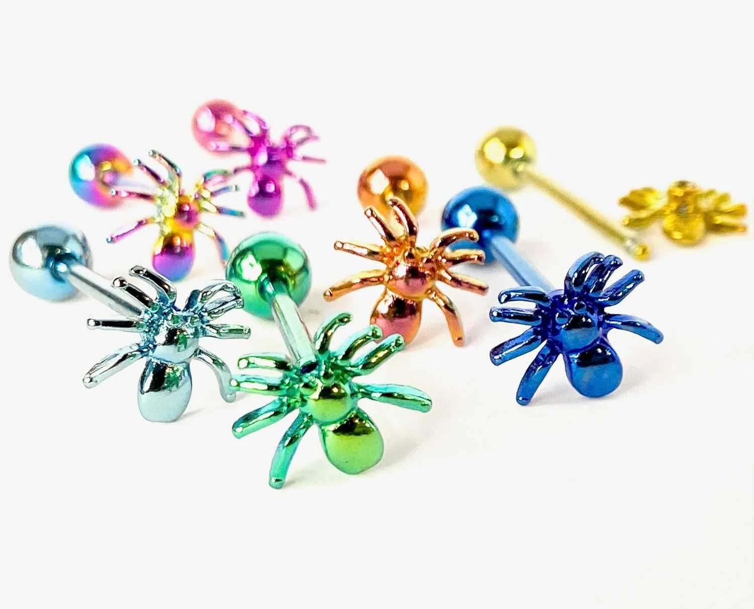 1 Piece of Unique Titanium Anodized Spider Tongue Ring - 14g - Body Jewelry