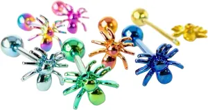 1 Piece of Unique Titanium Anodized Spider Tongue Ring - 14g - Body Jewelry