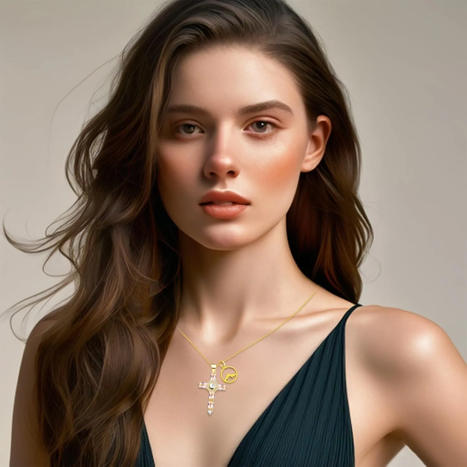 100 Languages I Love You Projection Necklace, Stainless Steel Chain Christian Faith Necklace, Mustard Seed Religious Jewelry with Rectangle AAA  Cubic Zirconia, Ideal for Women