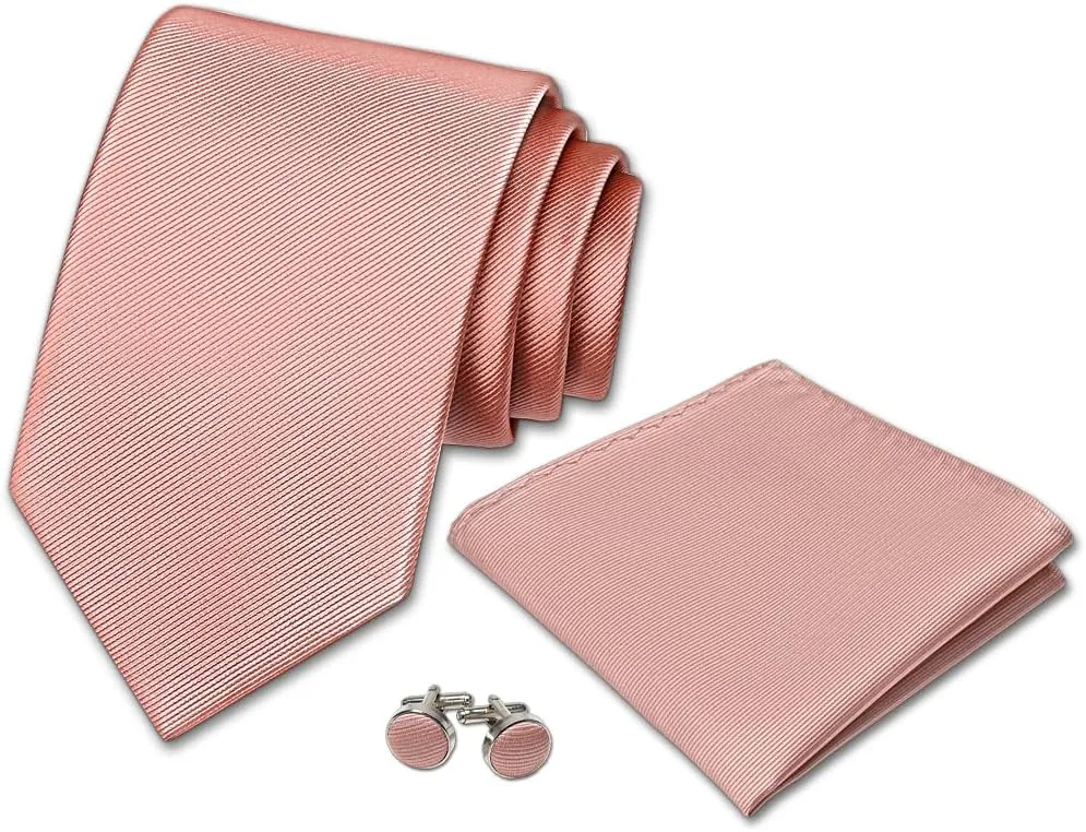 100% Microfiber Men's Tie Set in Gift Box with 3.15'' (8cm) Tie, Pocket Square, and Cufflinks