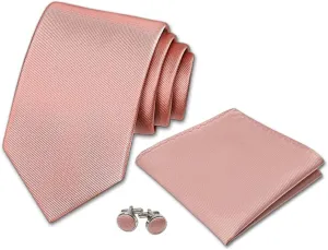 100% Microfiber Men's Tie Set in Gift Box with 3.15'' (8cm) Tie, Pocket Square, and Cufflinks