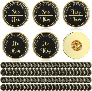 100 Pcs LGBTQ Pronoun Badges Pins Gender Identity Pins They Them Pronouns Pin for Pride Parade Festivals Daily Wear (Round)
