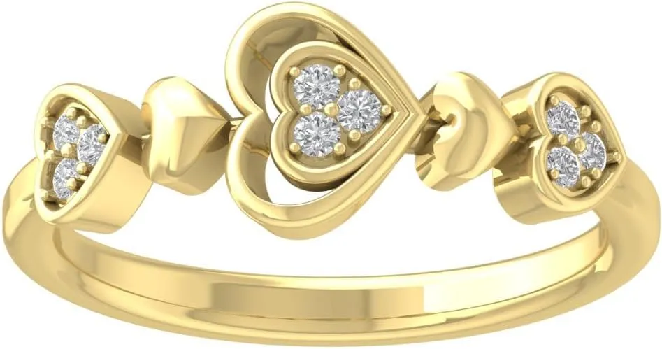 10K Gold and Silver Diamond Heart Ring (1/10 cttw, I-J Color, I2-I3 Clarity)
