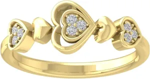 10K Gold and Silver Diamond Heart Ring (1/10 cttw, I-J Color, I2-I3 Clarity)