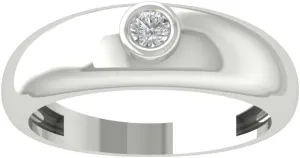10K Gold Diamond Solitaire Mens Band Ring (1/10 cttw, I-J Color, I2-I3 Clarity)
