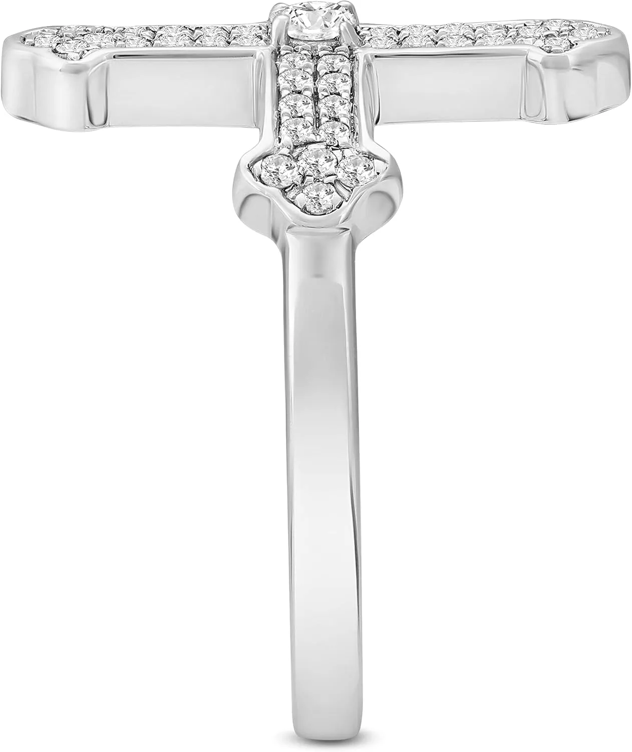 10K Gold or Silver Diamond Cross Band Ring (1/3 cttw, I-J Color, I2-I3 Clarity)