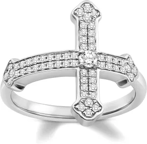 10K Gold or Silver Diamond Cross Band Ring (1/3 cttw, I-J Color, I2-I3 Clarity)