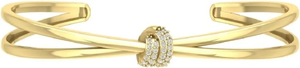 10K Gold or Silver Diamond Open Cuff Bangle Bracelet (1/4 Cttw, I-J Color, I2-I3 Clarity), 7"