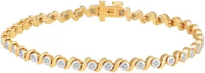 10K Gold or Sterling Silver Round Diamond Tennis Bracelet (1/3 cttw, I-J Color, I2-I3 Clarity), 7"