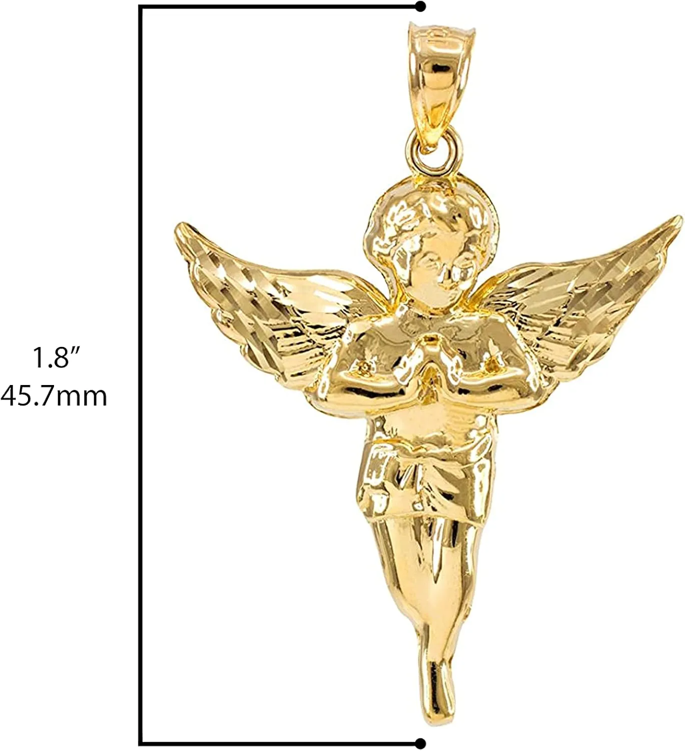 10K Yellow Gold Angel Heavenly Guardian Pendant Charm - Choice of Pendant Size