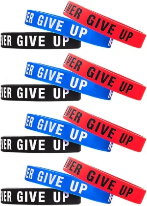 12 Pcs Never Give Up Motivational Bracelets Set, Rubber Band Wristbands Jewelry Inspirational Bracelet,Rubber Inspirational Handchain