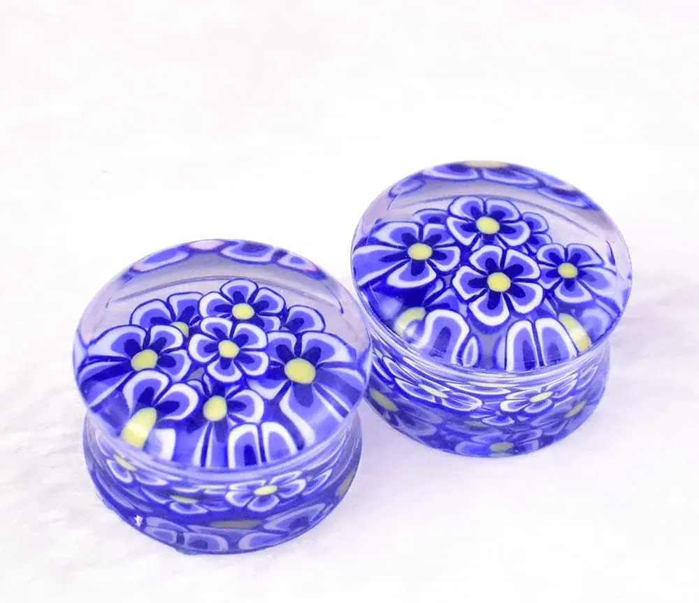 12Pcs/6pair Colorful Flowers Acrylic Ear Plug Tunnel Gauge Stretcher Ear Piercing Earring 8mm to 30mm