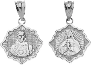 14K, 10K Gold or .925 Sterling Silver Reversible Immaculate Heart/Sacred Heart 2/3 Medallion Pendant - Pendant Only - Choice of Metal