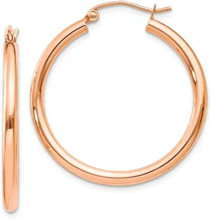 14k Rose Gold 2.5mm Tube Hoop Earrings