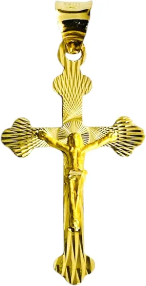 14K Solid Gold Christ on Cross Charm Pendant, 14K Yellow Real Gold Crucifix Jesus Christ Cross Pendant