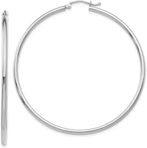 14K White Gold 2mm Tube Hoop Earrings