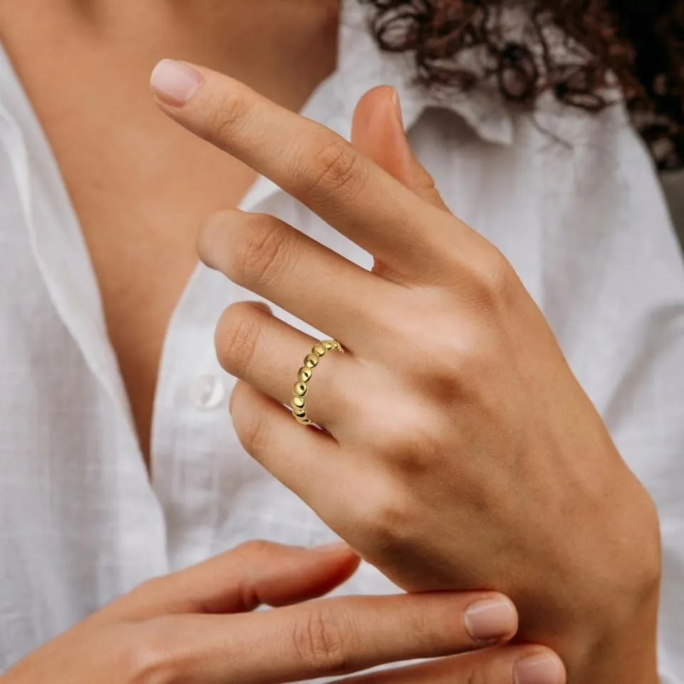 14K Yellow, White, and Rose Gold 2.1 mm Beaded Style Classical Simple Plain Statement Ring for Women, Available in Sizes 4-12