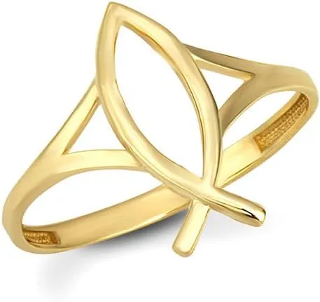 14K Yellow, White, and Rose Gold High Polish 1.4mm Ichthus Christian Fish Ring for Women Ladies - Choice of Metal & Ring Size