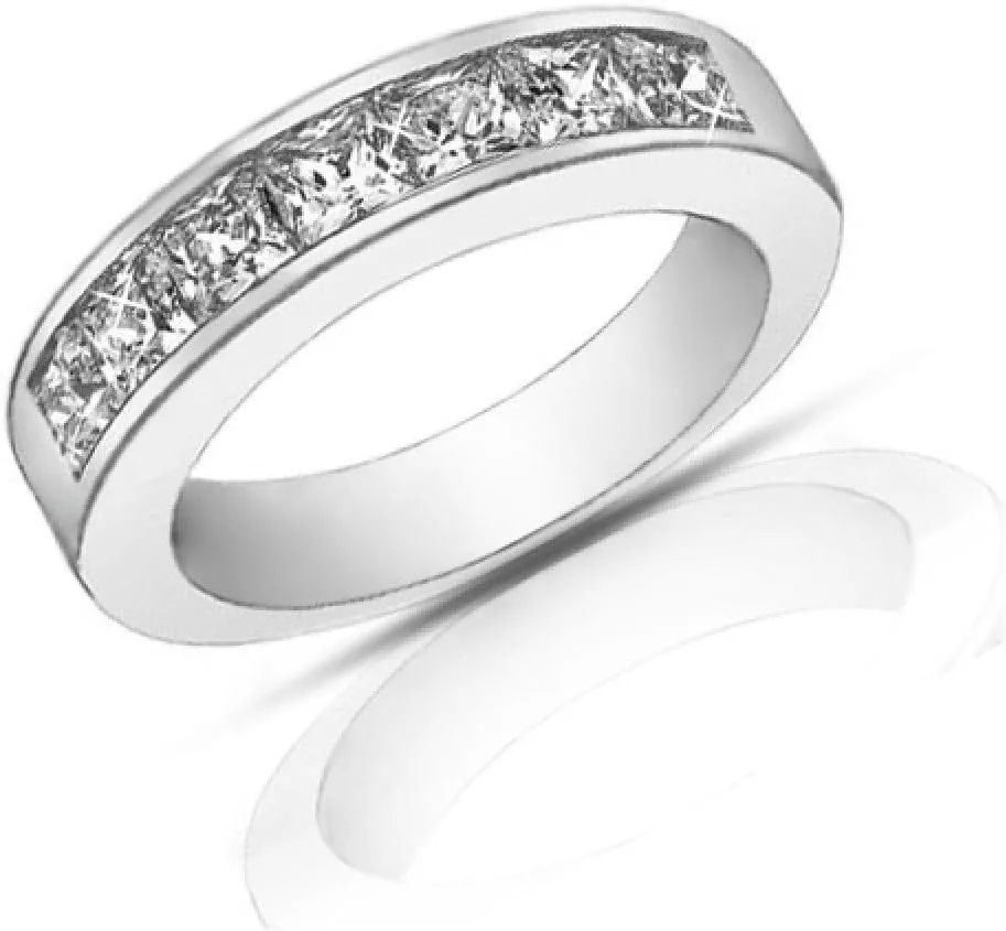 1.50 Ct Ladies Princess Cut Diamond Wedding Band Ring in Platinum
