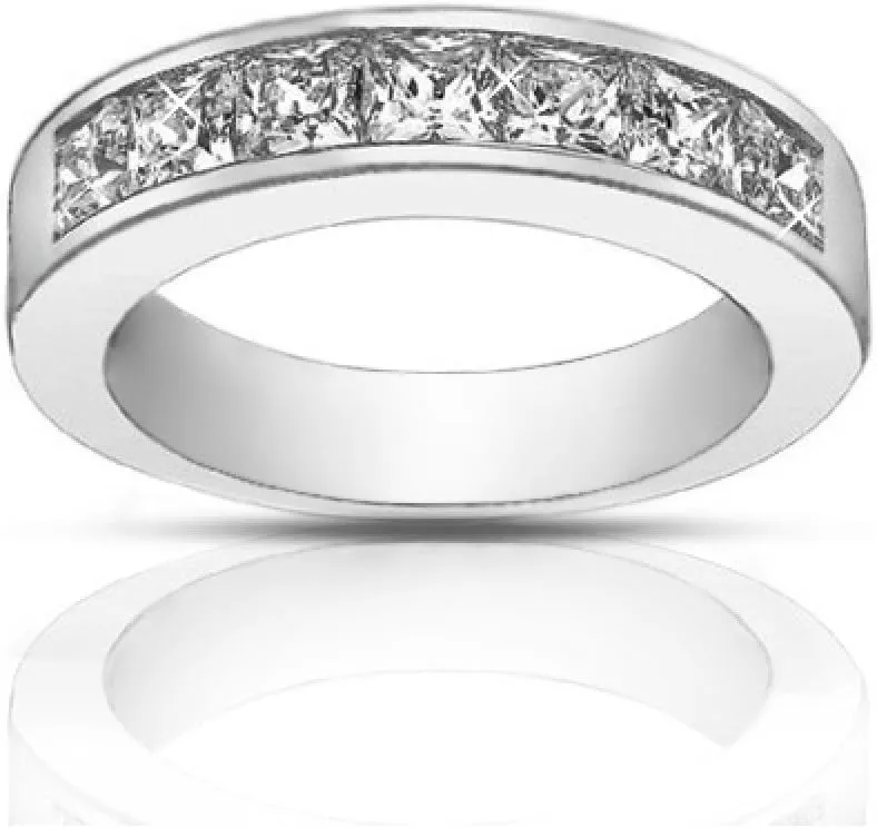 1.50 Ct Ladies Princess Cut Diamond Wedding Band Ring in Platinum
