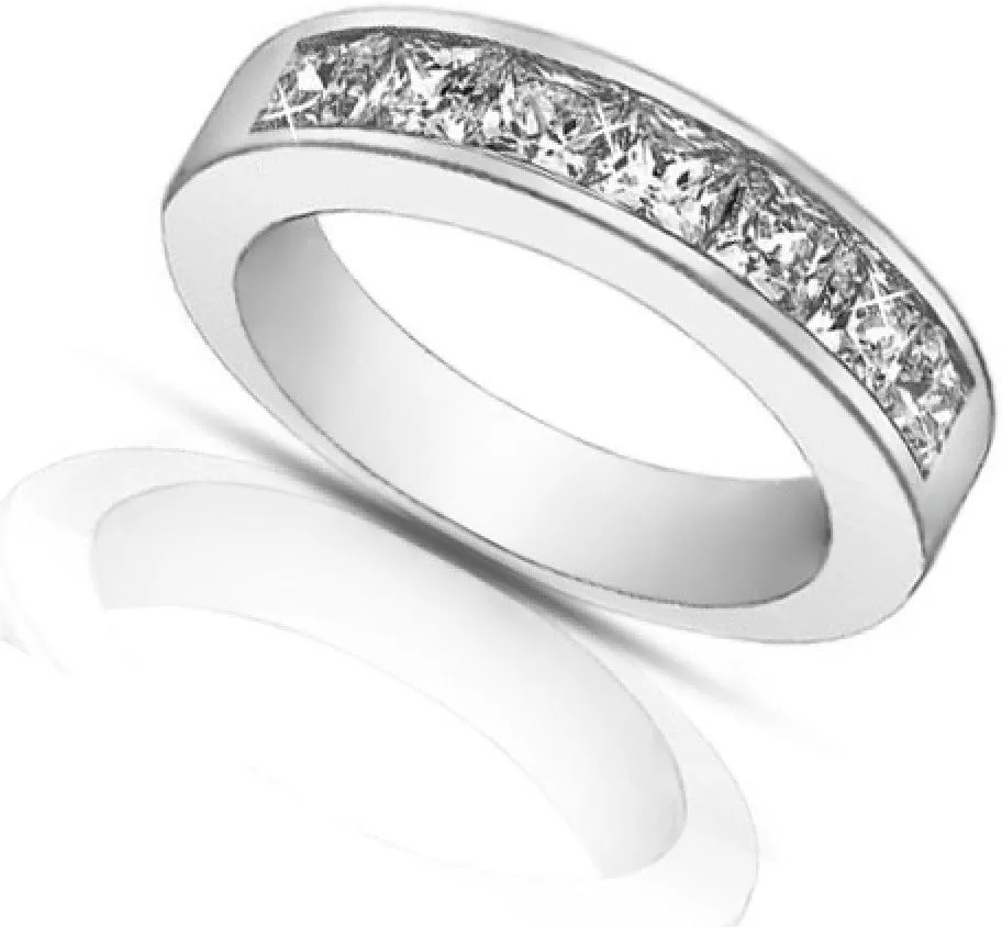 1.50 Ct Ladies Princess Cut Diamond Wedding Band Ring in Platinum