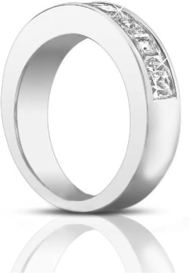 1.50 Ct Ladies Princess Cut Diamond Wedding Band Ring in Platinum