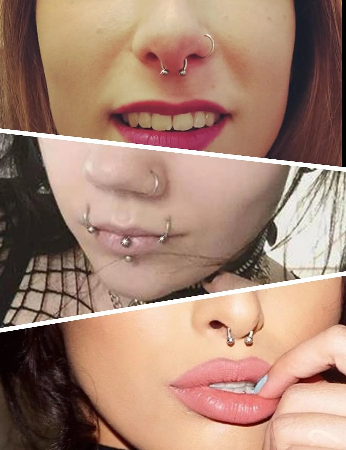 16g Surgical Steel Septum Ring - 10mm Horseshoe Septum Jewelry - Hypoallergenic Clicker Silver & Black - In Velvet Bag