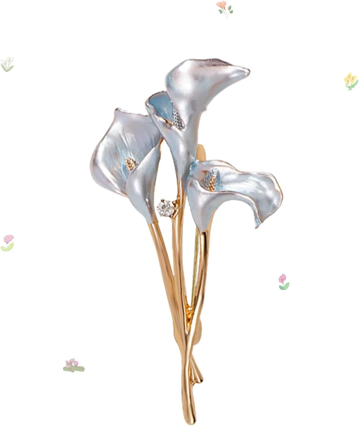 1Pcs High-Grade Silver Calla Lily Brooch, Alloy Oil-Drop Petal Tulip Brooch, Elegant Cheongsam Lapel High-Grade Brooch Lapel Pin Suitable for Daily Decoration of Bags, Hats, Clothes, Attending Parties, Gifts and Collections