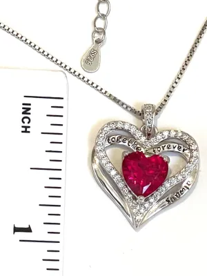 2 ct NATURAL CERTIFIED Diamond and Ruby Heart Pendant Necklace Diamond Heart Jewelry 18k Gold Silver 925 Platinum HANDMADE Ruby Heart Shaped Necklace Anniversary Valentines day Bday TOGETHER FOREVER