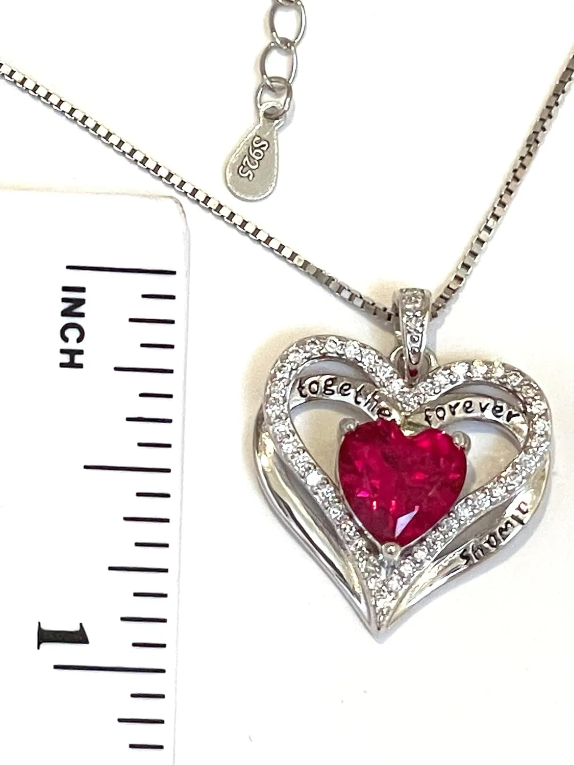2 ct NATURAL CERTIFIED Diamond and Ruby Heart Pendant Necklace Diamond Heart Jewelry 18k Gold Silver 925 Platinum HANDMADE Ruby Heart Shaped Necklace Anniversary Valentines day Bday TOGETHER FOREVER