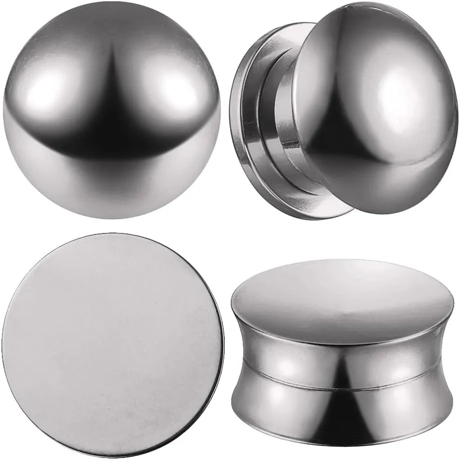 2 Pairs Selling Arc and Concave Design Stainless Steel Ear Gauges Plugs and Tunnels, Size 0g - 1 inch Surgical Steel Ear Stretcher Expander Body Jewelry