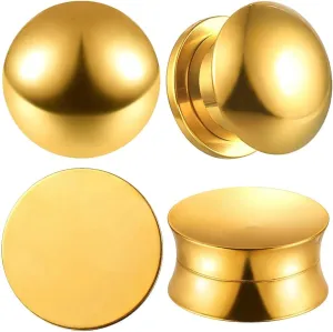 2 Pairs Selling Arc and Concave Design Stainless Steel Ear Gauges Plugs and Tunnels, Size 0g - 1 inch Surgical Steel Ear Stretcher Expander Body Jewelry
