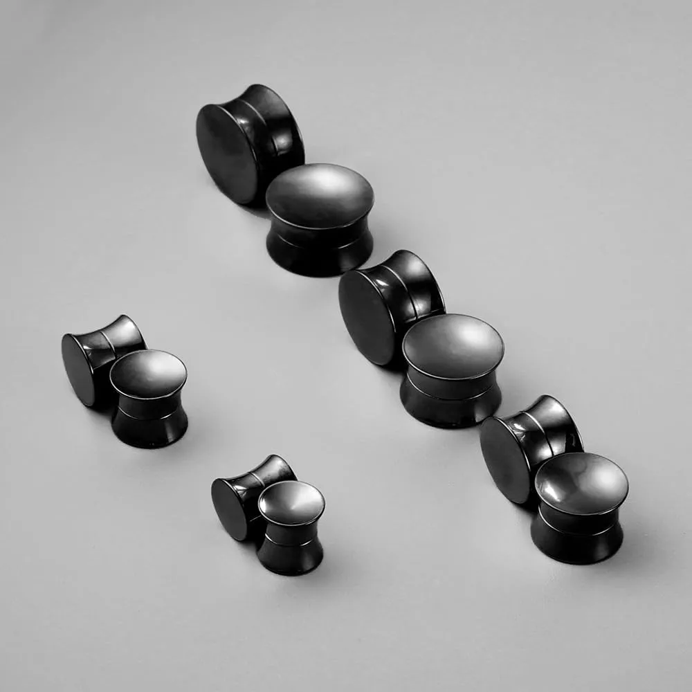 2 Pairs Selling Arc and Concave Design Stainless Steel Ear Gauges Plugs and Tunnels, Size 0g - 1 inch Surgical Steel Ear Stretcher Expander Body Jewelry