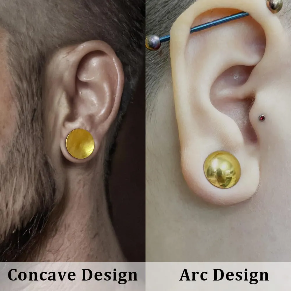 2 Pairs Selling Arc and Concave Design Stainless Steel Ear Gauges Plugs and Tunnels, Size 0g - 1 inch Surgical Steel Ear Stretcher Expander Body Jewelry