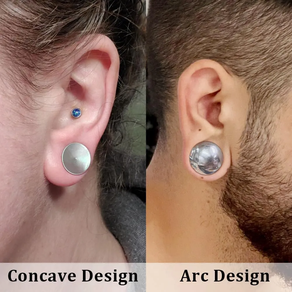 2 Pairs Selling Arc and Concave Design Stainless Steel Ear Gauges Plugs and Tunnels, Size 0g - 1 inch Surgical Steel Ear Stretcher Expander Body Jewelry