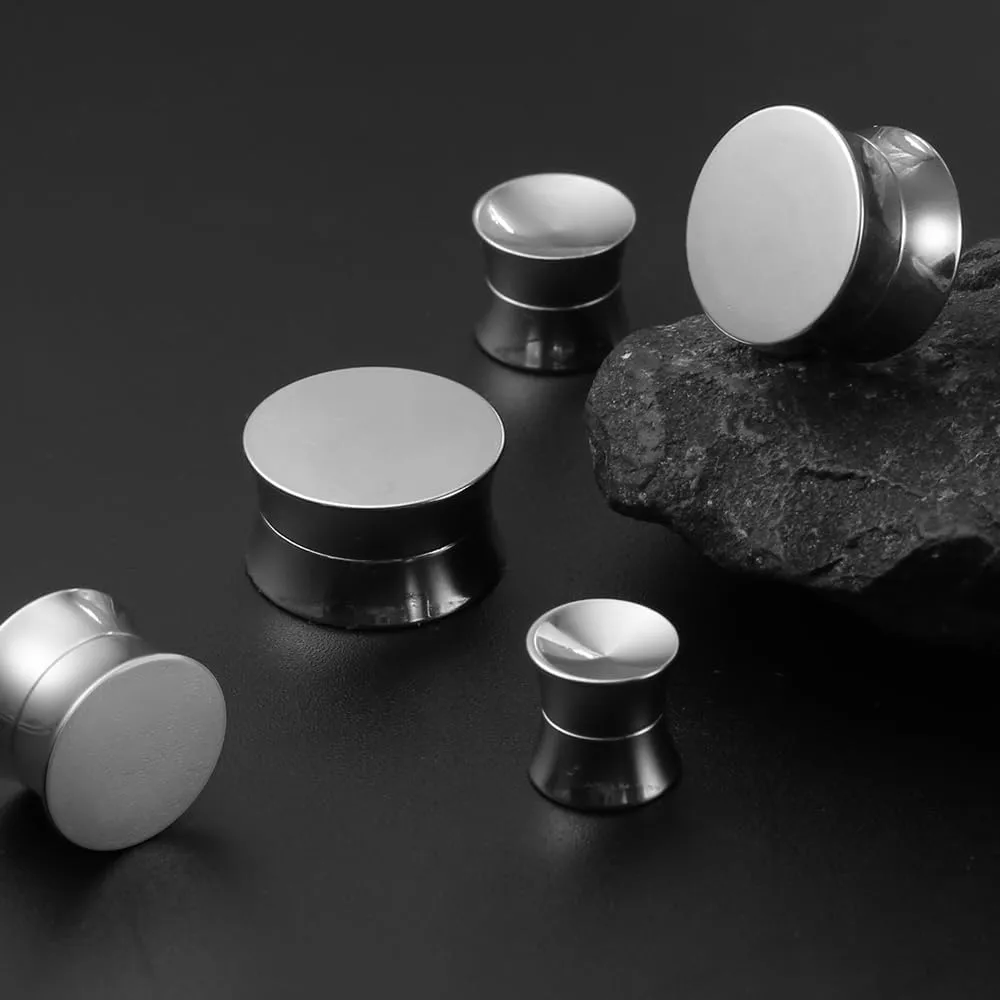 2 Pairs Selling Arc and Concave Design Stainless Steel Ear Gauges Plugs and Tunnels, Size 0g - 1 inch Surgical Steel Ear Stretcher Expander Body Jewelry