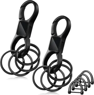 2 Pcs Keychain Quick Release Spring with 8 Stainless Key Rings and 4 D Rings Detachable Car Key Chain Spring Clip