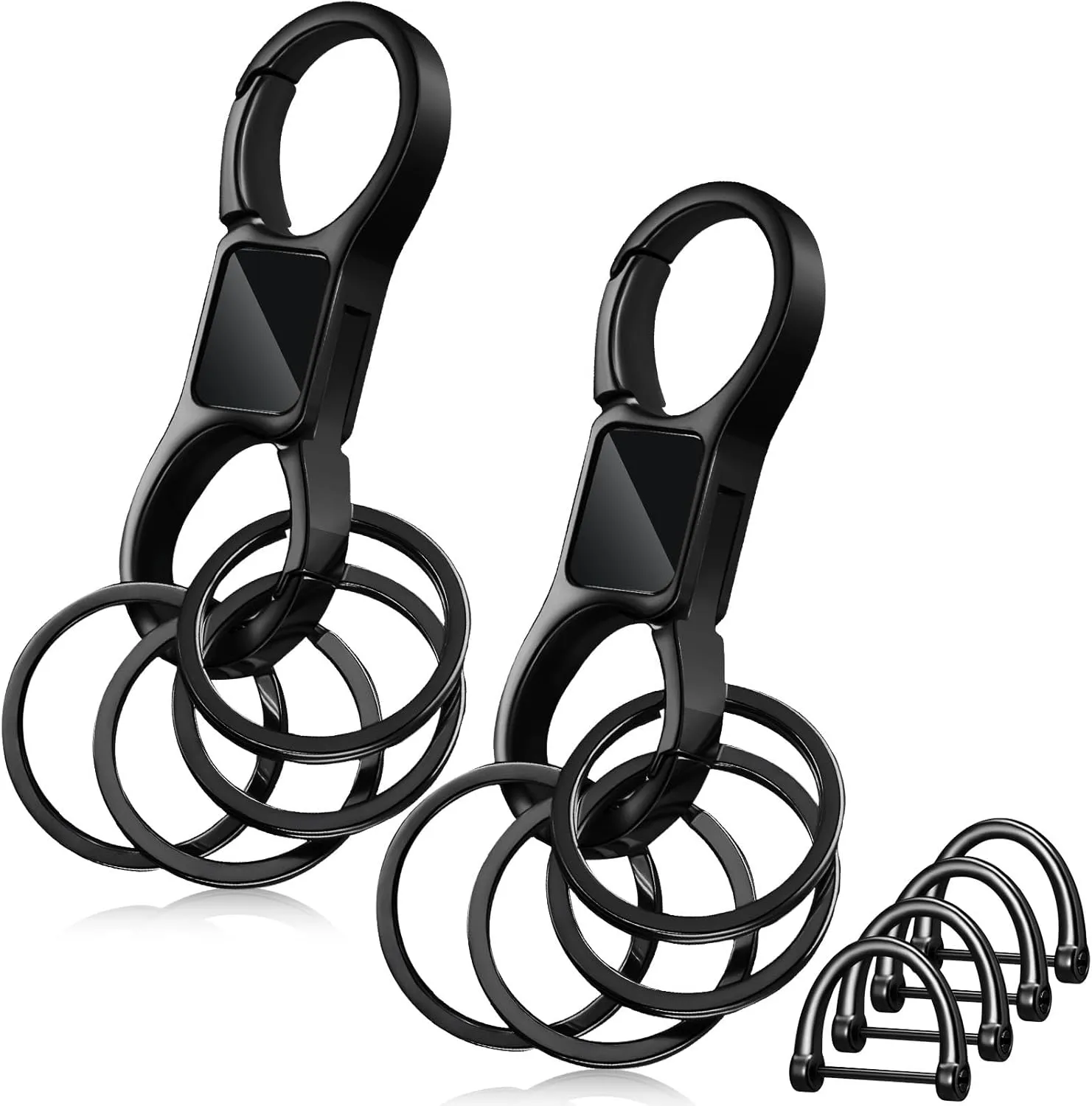 2 Pcs Keychain Quick Release Spring with 8 Stainless Key Rings and 4 D Rings Detachable Car Key Chain Spring Clip