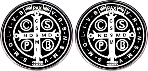 2 Saint Benedict Medal Enamel Pins, Metal Alloy Badges Clothes Bags Hats Accessories