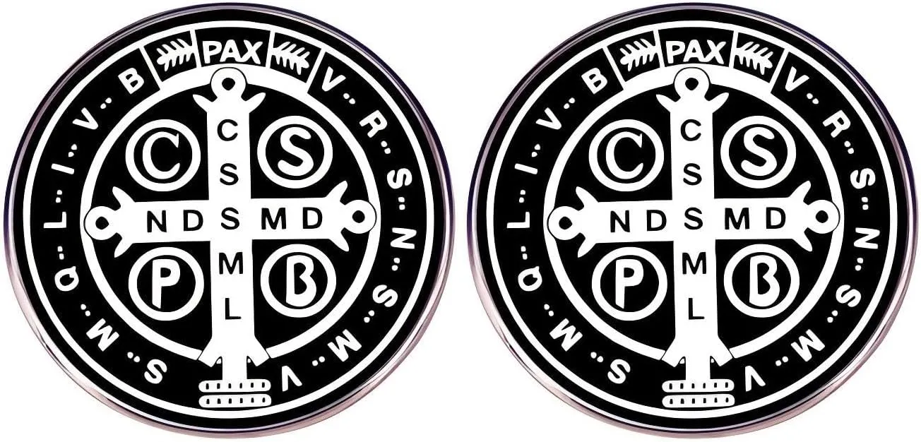 2 Saint Benedict Medal Enamel Pins, Metal Alloy Badges Clothes Bags Hats Accessories