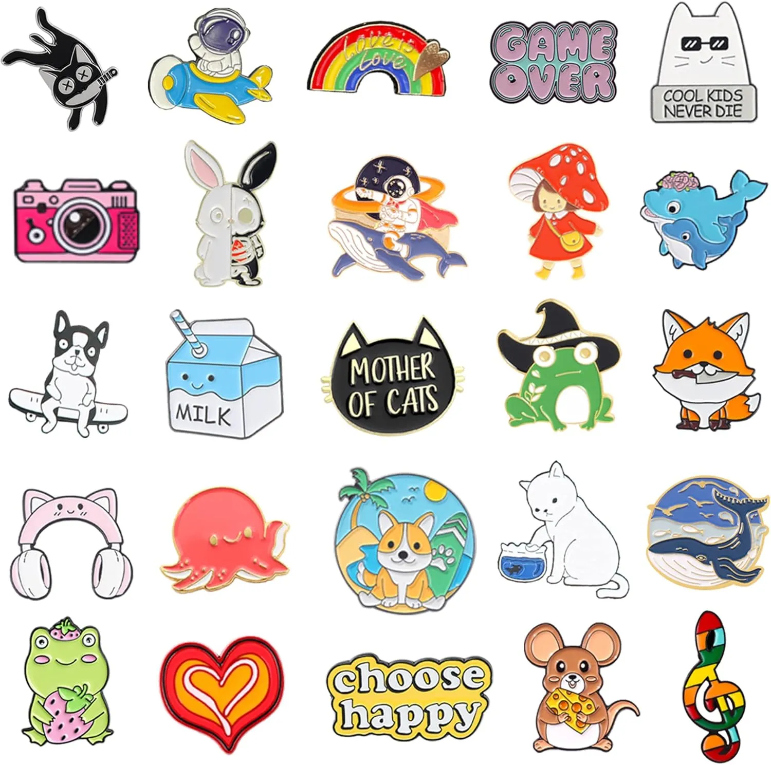 20/40/50 Pcs Cute Enamel Backpack Pins, Funny Anime Enamel Lapel Pins Bulk Set Cool Brooch Button Pins Badge Aesthetic for Backpacks, Bag, Jacket, Kids, Girls, Festival Present (Random Style)