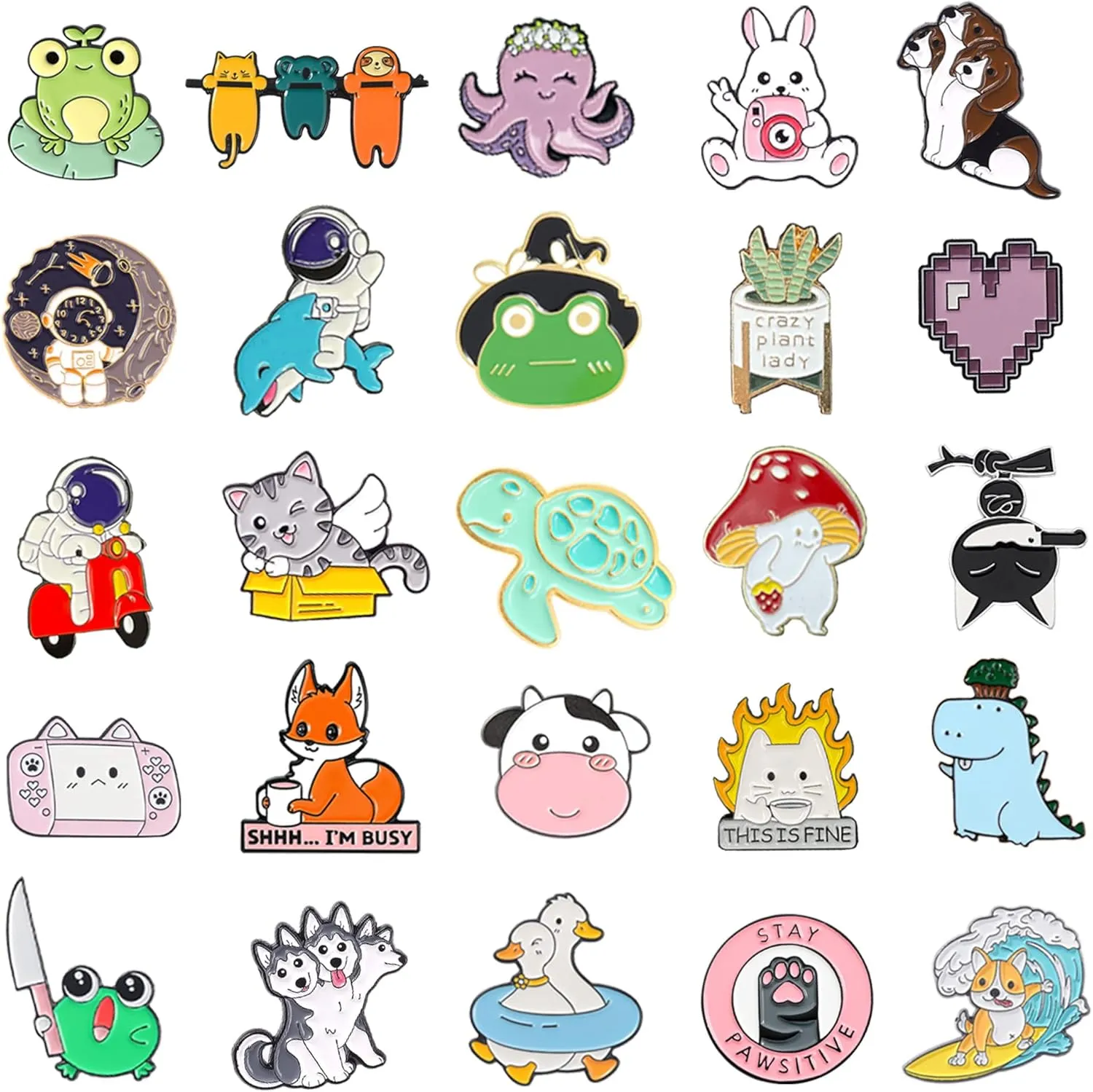20/40/50 Pcs Cute Enamel Backpack Pins, Funny Anime Enamel Lapel Pins Bulk Set Cool Brooch Button Pins Badge Aesthetic for Backpacks, Bag, Jacket, Kids, Girls, Festival Present (Random Style)