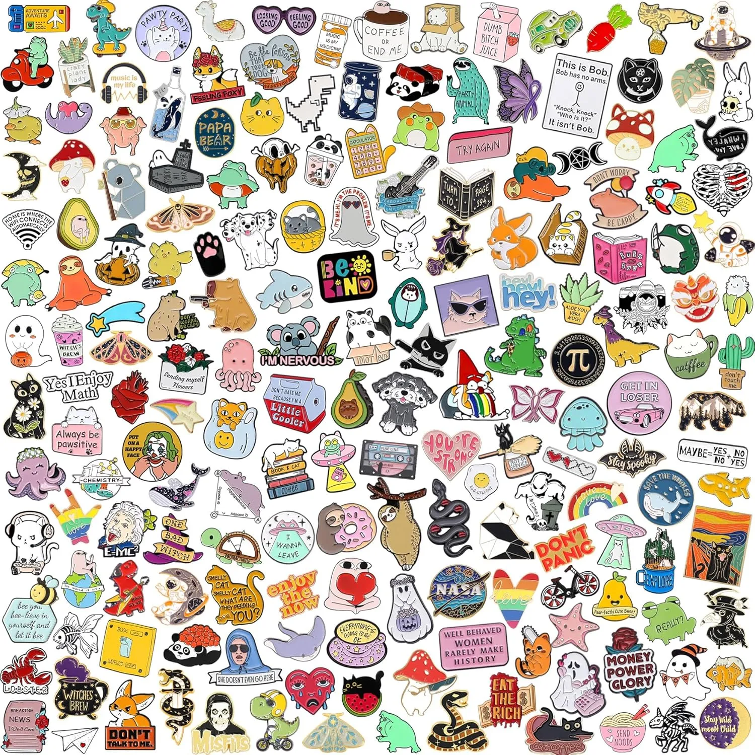 20/40/50 PCS Cute Enamel Backpack Pins, Funny Enamel Pins Bulk Set Cool Button Pins Aesthetic Brooch Lapel Pins Anime for Backpacks, Jackets, Hats, Kids, Girls