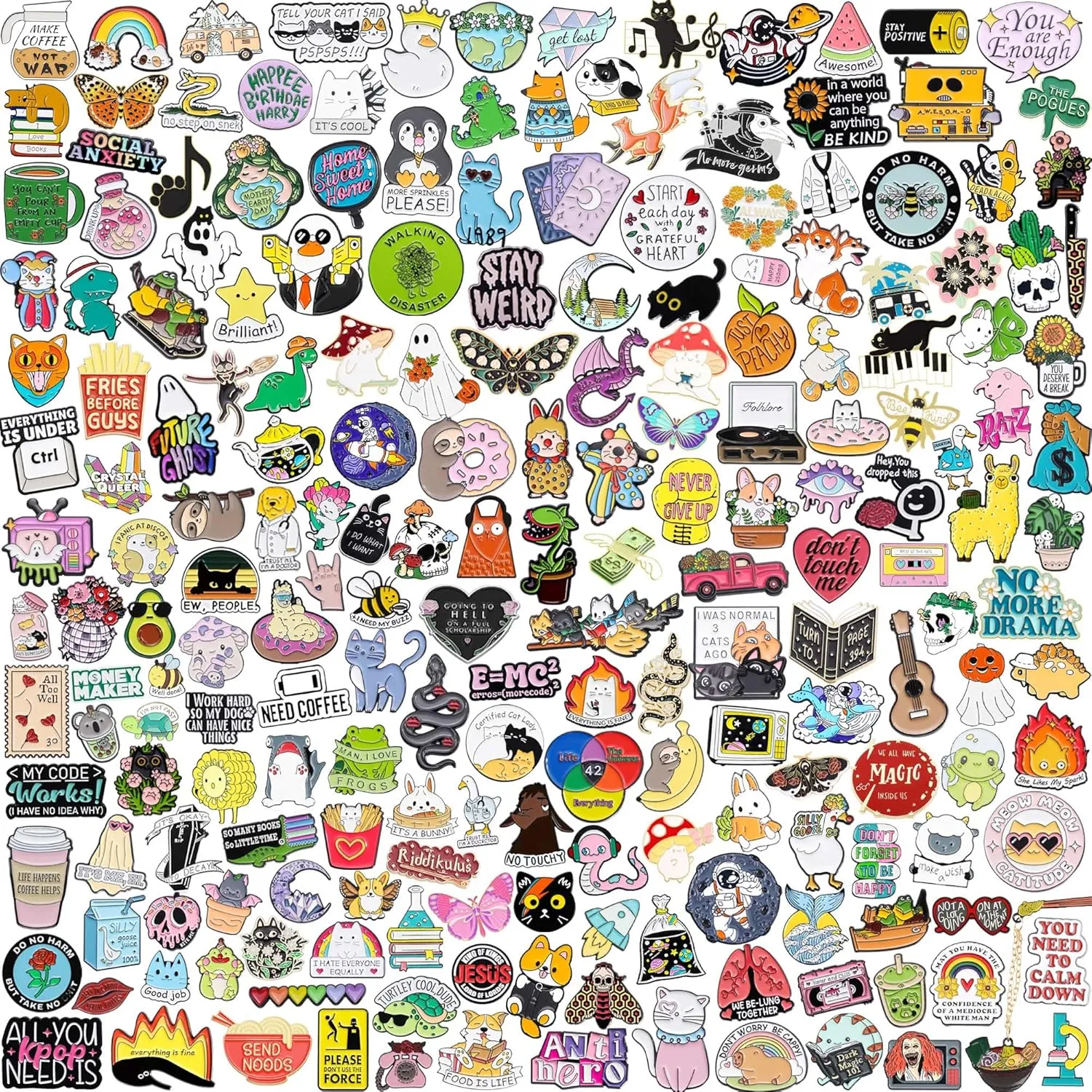 20/40/50 PCS Cute Enamel Pins Bulk, Funny Backpack Pins Aesthetic Lapel Badge Pins Set Assorted Enamel Brooch Pins for Backpacks, Hats, Bags, Landyards