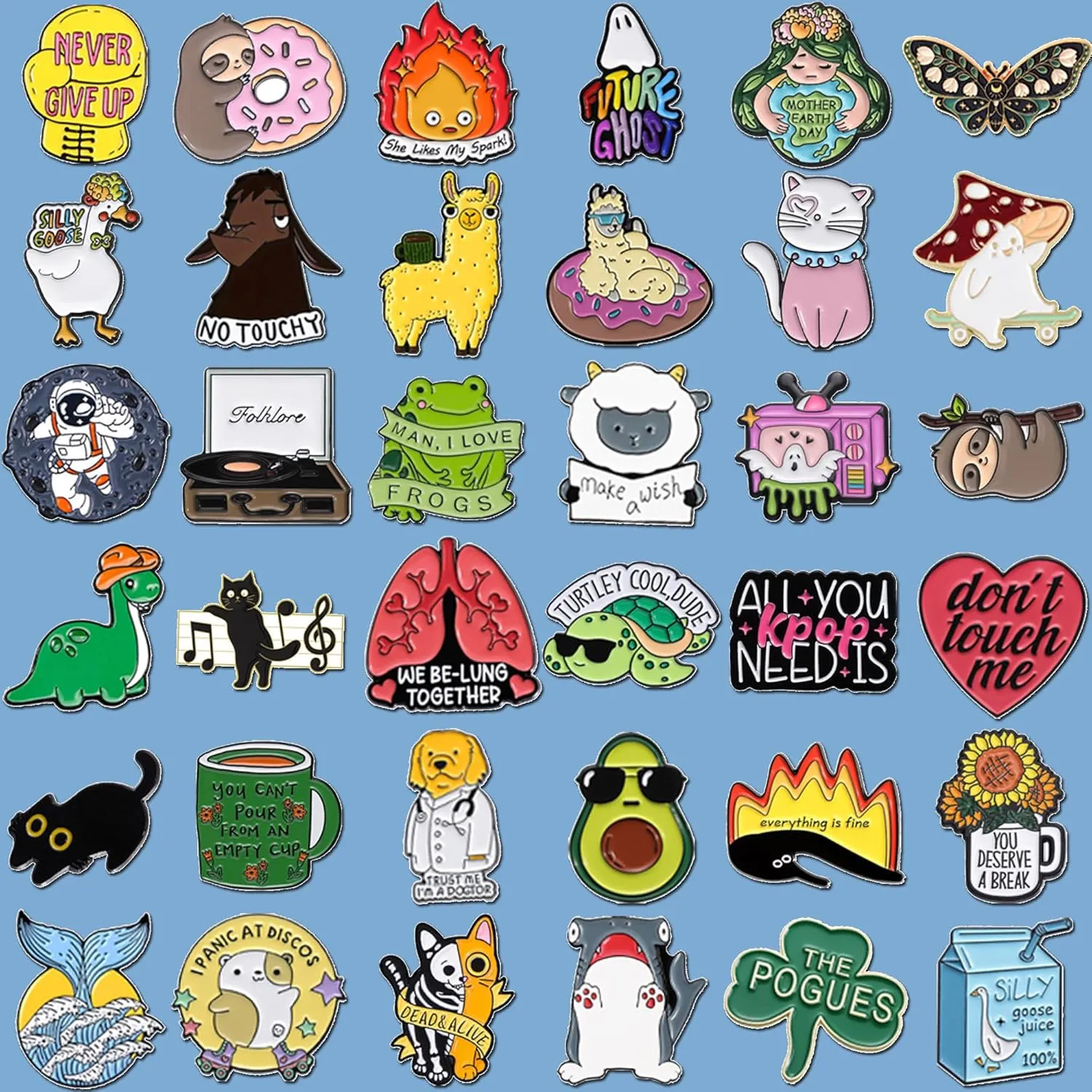 20/40/50 PCS Cute Enamel Pins Bulk, Funny Backpack Pins Aesthetic Lapel Badge Pins Set Assorted Enamel Brooch Pins for Backpacks, Hats, Bags, Landyards