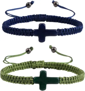 2/3PC Colorful Hand-Woven Cross Prayer Bracelet Couple Pairing Protection Bracelet Inspiring Christian Gifts
